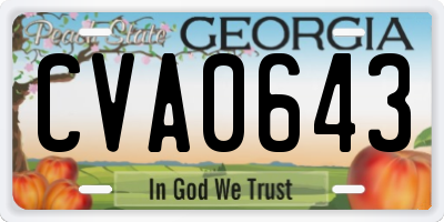 GA license plate CVA0643