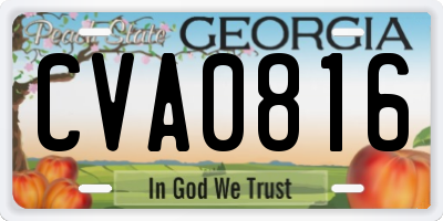 GA license plate CVA0816