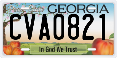 GA license plate CVA0821