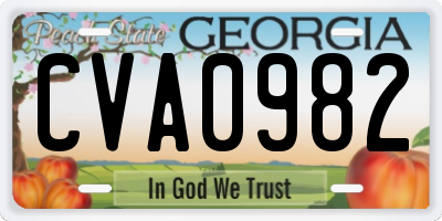 GA license plate CVA0982