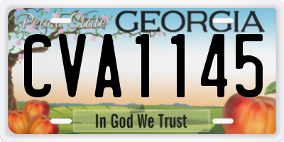 GA license plate CVA1145