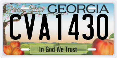 GA license plate CVA1430