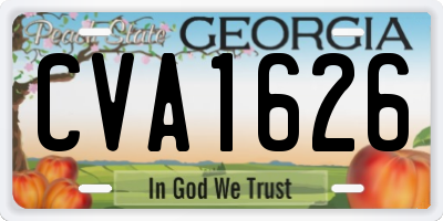 GA license plate CVA1626