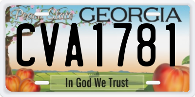 GA license plate CVA1781