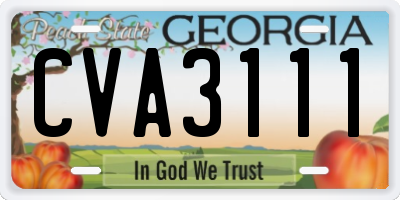 GA license plate CVA3111