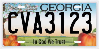 GA license plate CVA3123