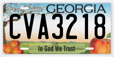 GA license plate CVA3218