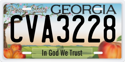 GA license plate CVA3228