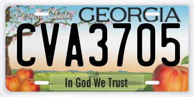 GA license plate CVA3705