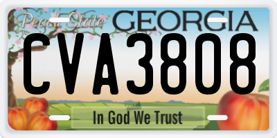 GA license plate CVA3808