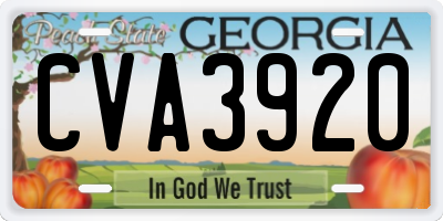 GA license plate CVA3920