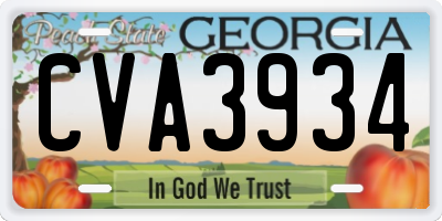 GA license plate CVA3934
