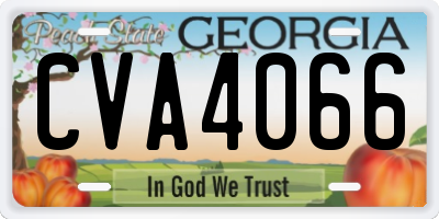GA license plate CVA4066