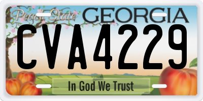 GA license plate CVA4229