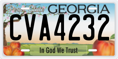 GA license plate CVA4232