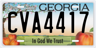 GA license plate CVA4417