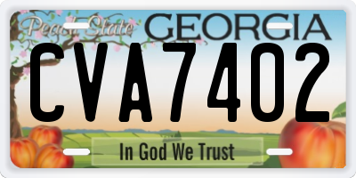 GA license plate CVA7402