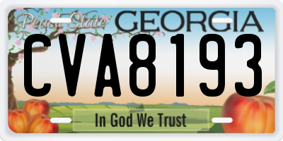 GA license plate CVA8193