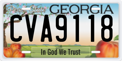 GA license plate CVA9118