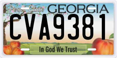 GA license plate CVA9381