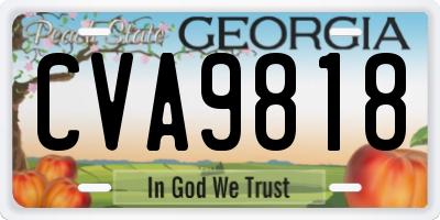 GA license plate CVA9818