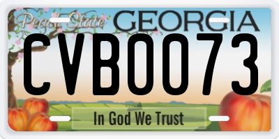 GA license plate CVB0073