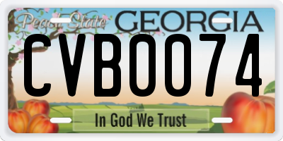 GA license plate CVB0074