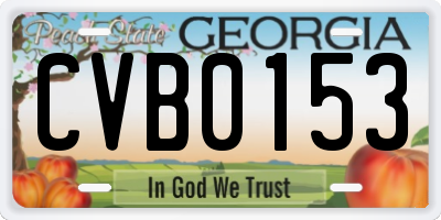 GA license plate CVB0153