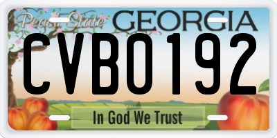 GA license plate CVB0192