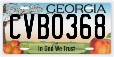 GA license plate CVB0368