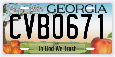GA license plate CVB0671