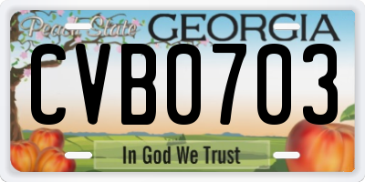 GA license plate CVB0703