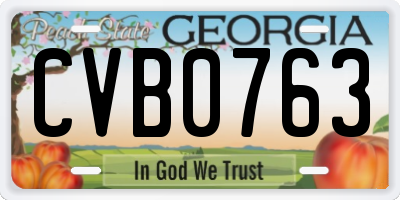 GA license plate CVB0763