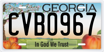 GA license plate CVB0967