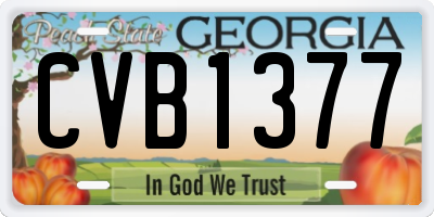 GA license plate CVB1377