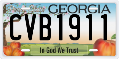 GA license plate CVB1911