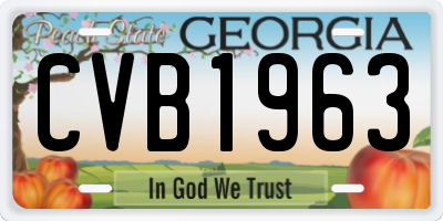 GA license plate CVB1963