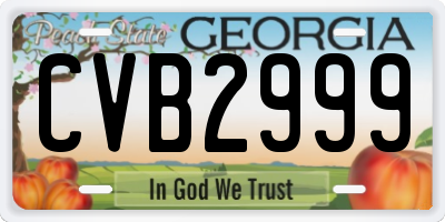 GA license plate CVB2999