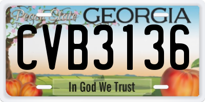 GA license plate CVB3136
