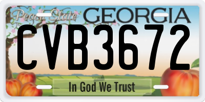 GA license plate CVB3672