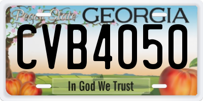 GA license plate CVB4050