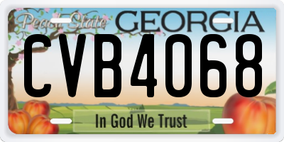 GA license plate CVB4068