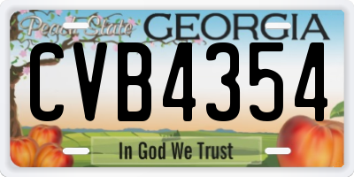 GA license plate CVB4354