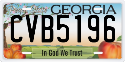 GA license plate CVB5196