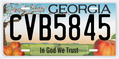 GA license plate CVB5845