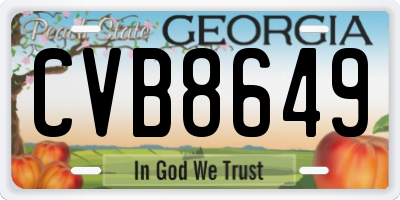 GA license plate CVB8649