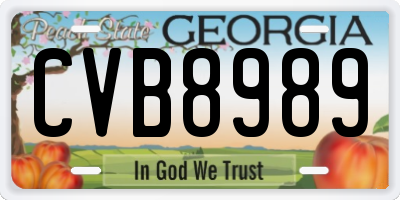 GA license plate CVB8989