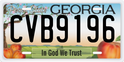 GA license plate CVB9196