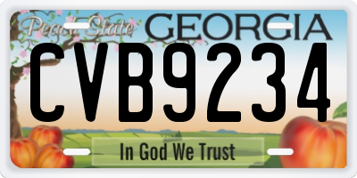 GA license plate CVB9234