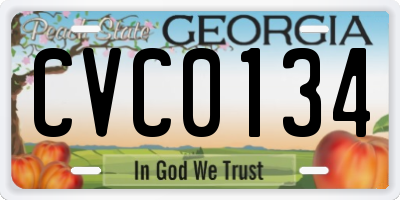 GA license plate CVC0134